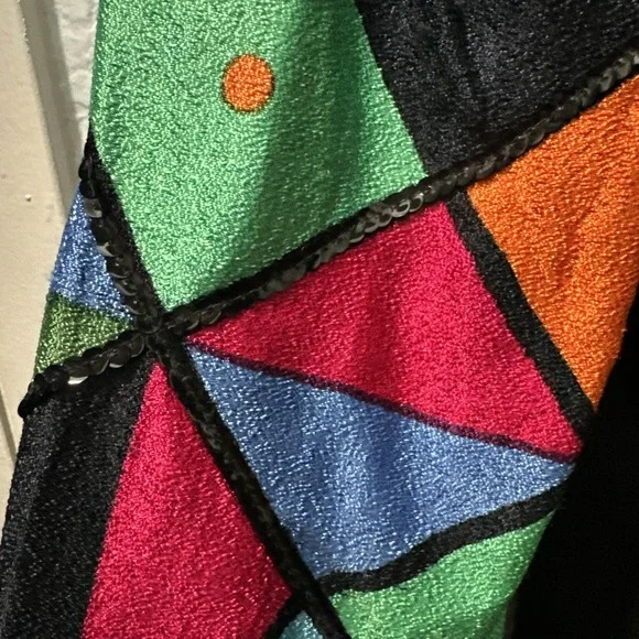 Pierre Balmain Paris Vintage Black Multicolor Jacket Lightweight S6 Made in USA - Picture 2 of 14